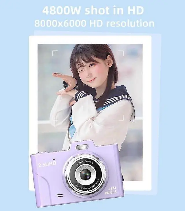 Alt view image 3 of 5 - Ecocleanpath Pink Digital Camera 48MP 1080P, 8x Zoom, 32GB, 2.8" Screen - Ideal for Teens & Beginners