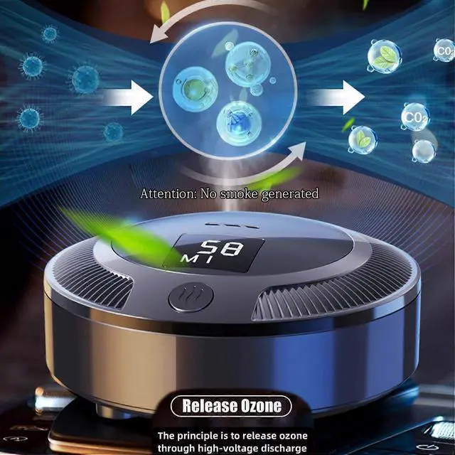 Alt view image 3 of 5 - Ecocleanpath Rechargeable Mini Air Purifier with Ozone System, 3-Speed, Portable for Car, Bedroom, Fridge & Shoes