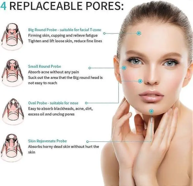 Alt view image 4 of 5 - Ecocleanpath White Rechargeable Blackhead Vacuum: 4 Probes, 3 Suction Modes, Portable Pore Cleaner