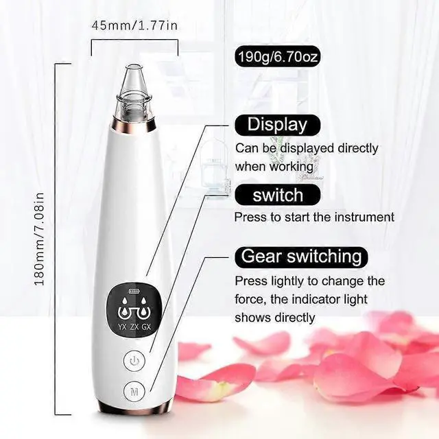 Alt view image 3 of 5 - Ecocleanpath Upgraded Pore Vacuum Cleaner: Strong Suction Blackhead Remover, 6 Tips, USB Rechargeable, White