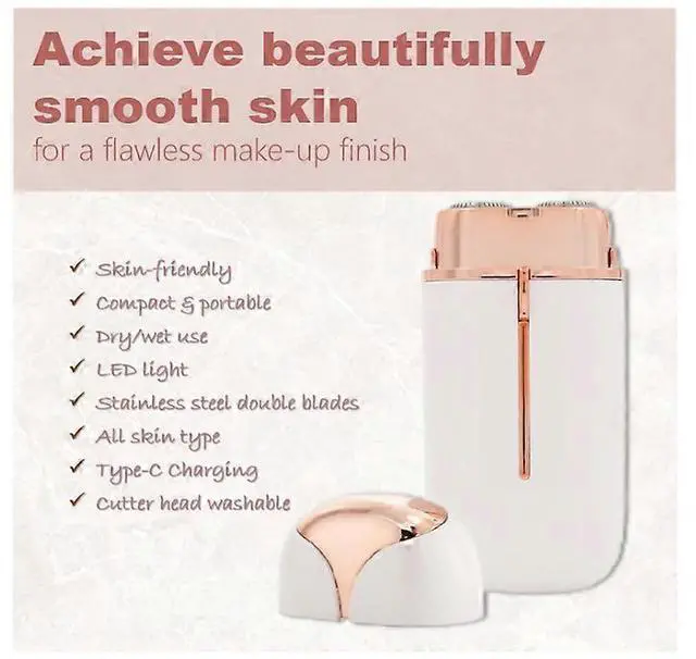 Alt view image 2 of 5 - Ecocleanpath Flawless Painless Facial Hair Remover for Women - 18K Gold, LED Light, Portable