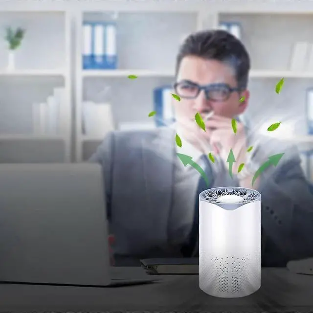 Alt view image 3 of 5 - Ecocleanpath Mini USB-C Air Purifier for 20m² Rooms, Removes Smoke, Pet Dander & Odor - White