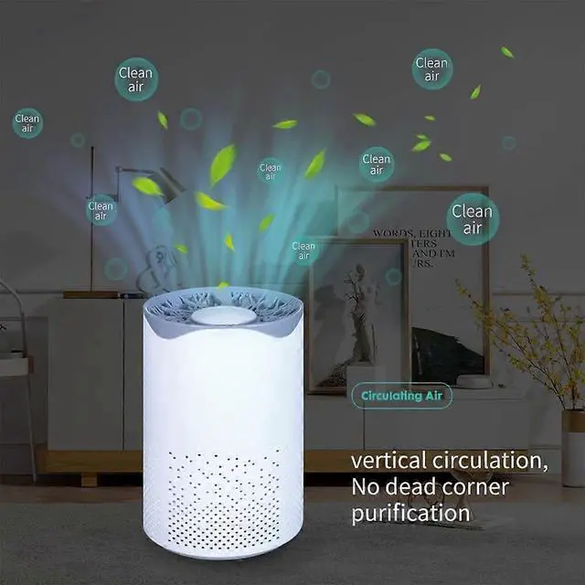 Alt view image 4 of 5 - Ecocleanpath Mini USB-C Air Purifier for 20m² Rooms, Removes Smoke, Pet Dander & Odor - White