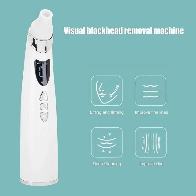 Alt view image 3 of 5 - Ecocleanpath Visual Blackhead Remover Vacuum with Camera, 5 Speeds & 4 Heads for Pore Cleaning (White)