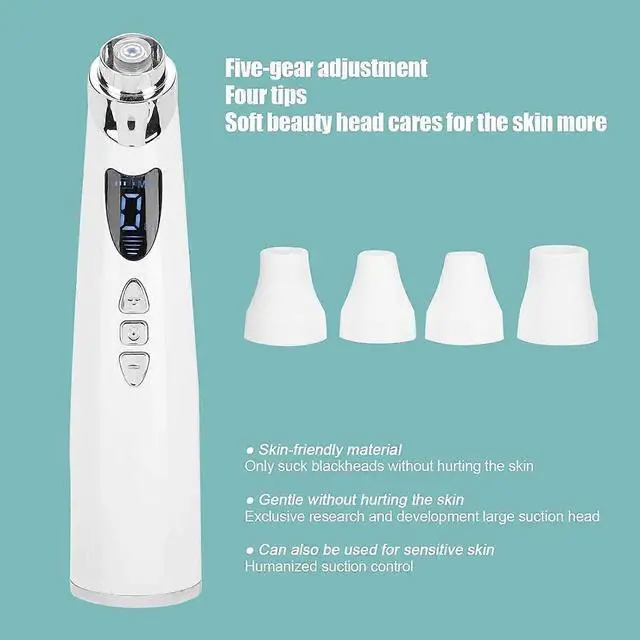 Alt view image 4 of 5 - Ecocleanpath Visual Blackhead Remover Vacuum with Camera, 5 Speeds & 4 Heads for Pore Cleaning (White)