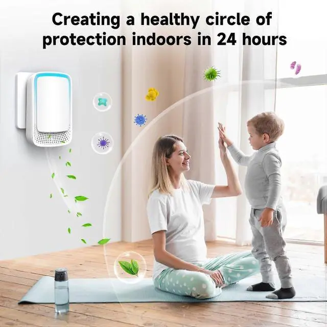 Alt view image 3 of 5 - Ecocleanpath Mini Plug-in Air Purifier with Negative Ion Technology for Bedroom, Home & Toilet - Odor & Smoke Eliminator