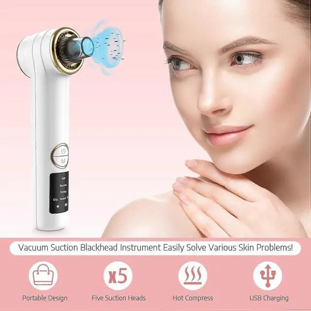 Alt view image 2 of 5 - Ecocleanpath Blackhead Remover Vacuum with Heat, 5 Heads & LCD Display - Facial Pore Cleaner (Black)