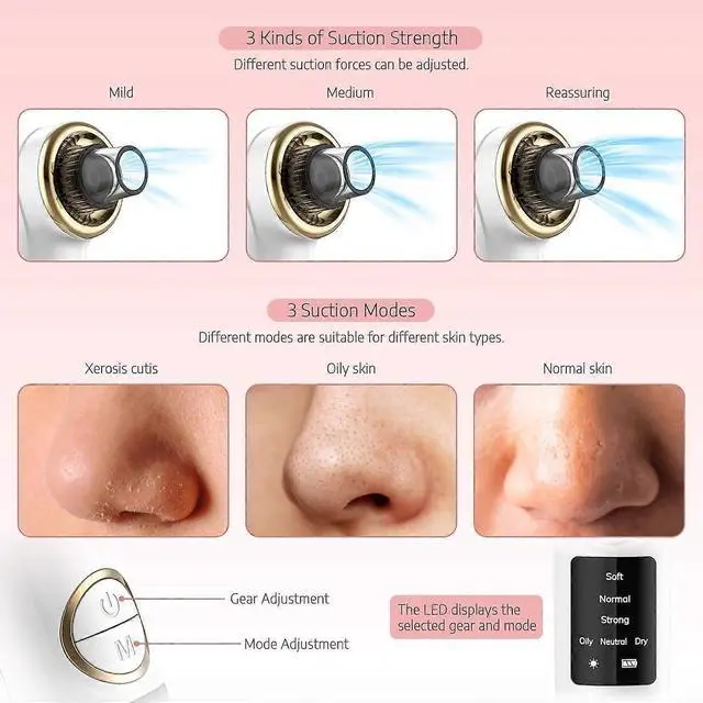 Alt view image 4 of 5 - Ecocleanpath Blackhead Remover Vacuum with Heat, 5 Heads & LCD Display - Facial Pore Cleaner (Black)