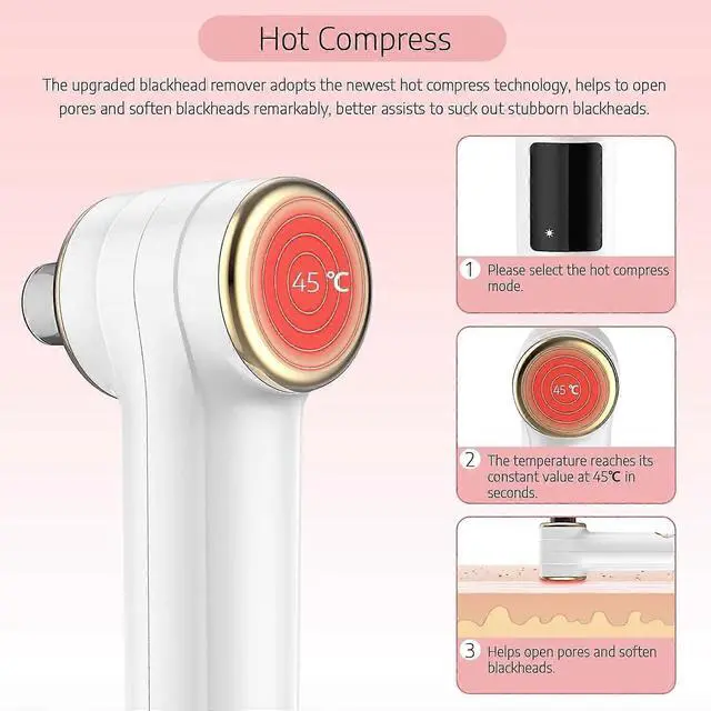 Alt view image 5 of 5 - Ecocleanpath Blackhead Remover Vacuum with Heat, 5 Heads & LCD Display - Facial Pore Cleaner (Black)