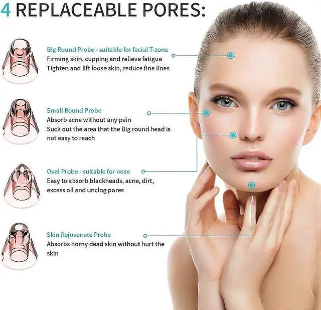 Alt view image 4 of 5 - Ecocleanpath Rechargeable Blackhead Remover Vacuum: 4 Probes, 3 Suction Modes, LED Screen, White