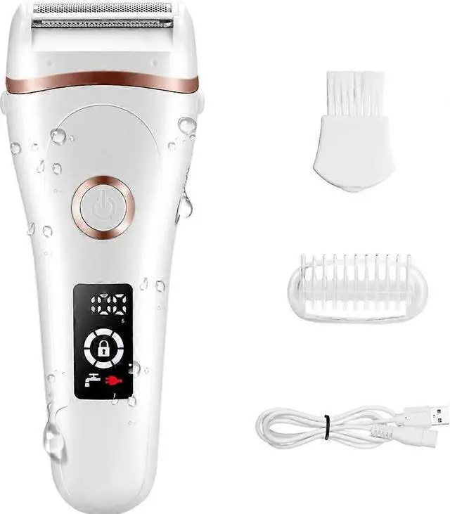 Main image of Ecocleanpath Women's Electric Razor: Wet & Dry Painless Shaver with LED Display & Bikini Trimmer, White