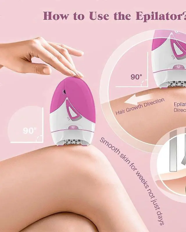 Alt view image 4 of 5 - Ecocleanpath Cordless Epilator for Women - 36-Tweezer Facial & Body Hair Remover with LED Light & Massage