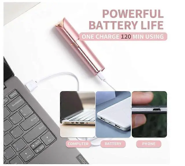 Alt view image 4 of 5 - Ecocleanpath Pink USB-Rechargeable Facial Epilator for Women - Painless Hair Removal for Face, Bikini & Peach Fuzz