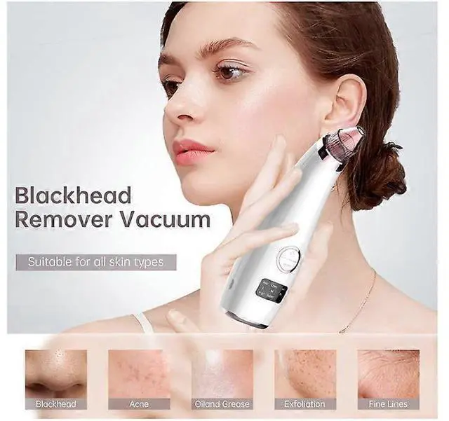 Alt view image 3 of 5 - Ecocleanpath Professional Blackhead Vacuum Remover, 5-Speed Pore Cleaner with Hot Pack & LED Screen, White