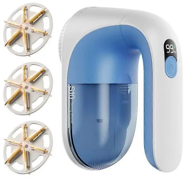 Main image of Ecocleanpath Rechargeable Fabric Shaver with Digital Display - Lint & Pill Remover for Clothes & Furniture (White & Blue)
