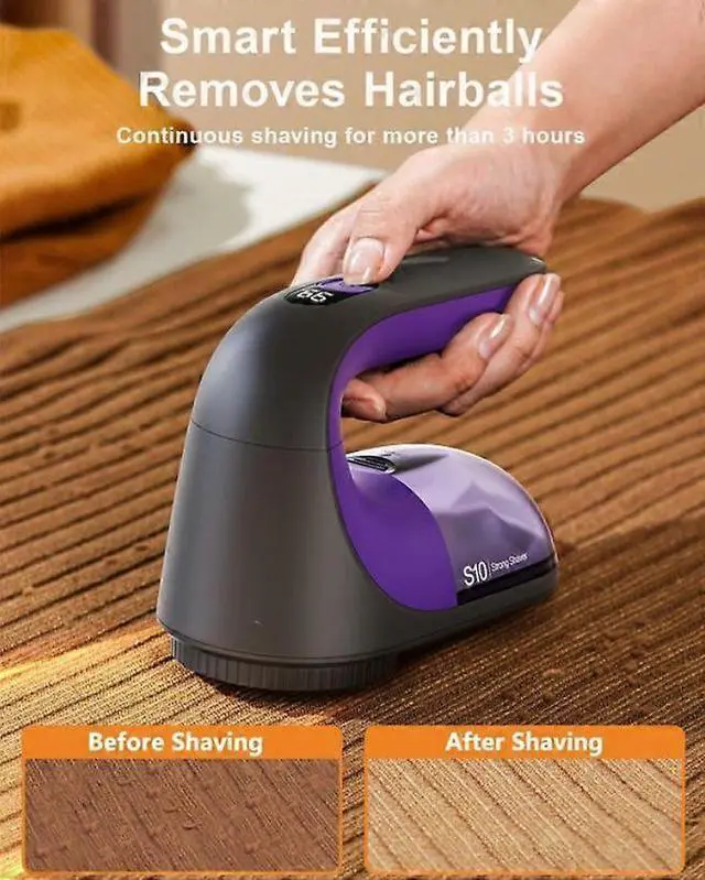 Alt view image 2 of 5 - Ecocleanpath Rechargeable Fabric Shaver with Digital Display - Lint & Pill Remover for Clothes & Furniture (White & Blue)