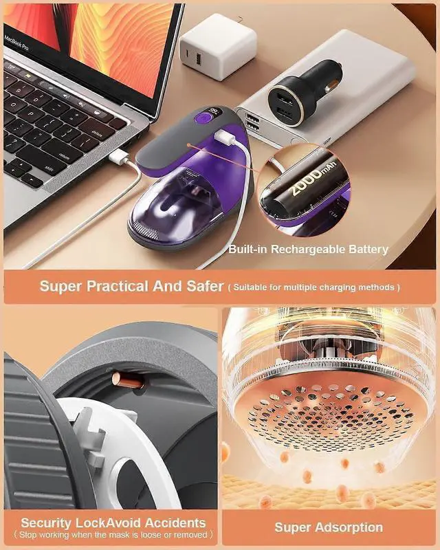 Alt view image 5 of 5 - Ecocleanpath Rechargeable Fabric Shaver with Digital Display - Lint & Pill Remover for Clothes & Furniture (White & Blue)