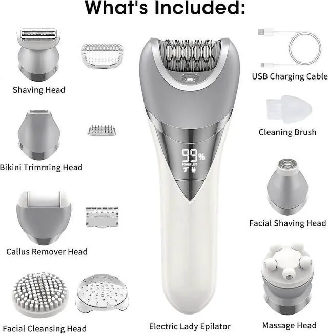 Alt view image 2 of 5 - Ecocleanpath 7-in-1 Women's Epilator & Shaver - Painless Hair Removal, IPX7 Waterproof, White