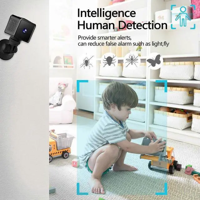 Alt view image 3 of 5 - Ecocleanpath 4K Mini Home Camera - Wireless, Night Vision, Motion Detection, Indoor/Outdoor Security (Black)