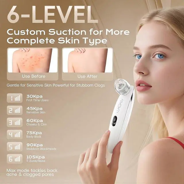 Alt view image 4 of 5 - Ecocleanpath Blackhead Remover Vacuum with Camera, 6 Modes & 4 Heads for Pore Extraction (White)