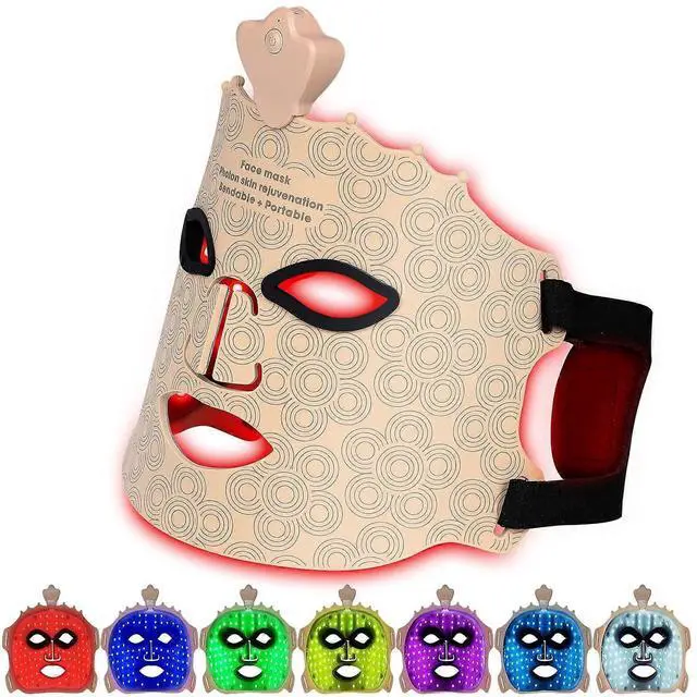 Alt view image 3 of 4 - Ecocleanpath Cordless 7-Color LED Light Therapy Face Mask - Red Infrared for Anti-Aging & Skin Rejuvenation, Brown