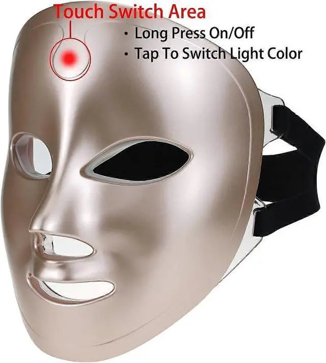 Alt view image 2 of 5 - Ecocleanpath Cordless LED Face Mask Light Therapy, 7-Color Rechargeable Facial Skin Care Device for Anti-Aging & Acne