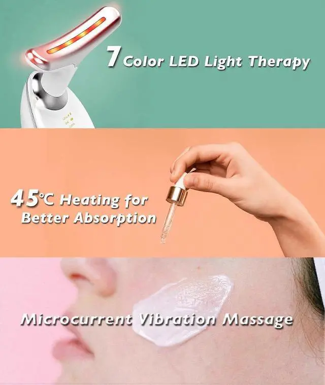 Alt view image 3 of 4 - Ecocleanpath 7-in-1 Red Light Therapy Wand for Face & Neck, 7 LED Colors & Heat Massager for Skin Care - White