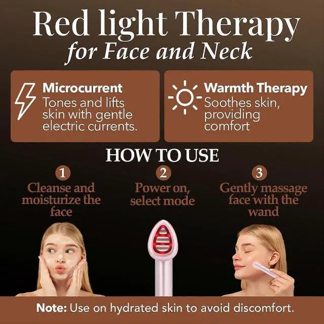 Alt view image 4 of 5 - Ecocleanpath 7-Color LED Light Therapy Wand with Microcurrent for Face & Neck, Red & Blue Light Skincare Device (Black)