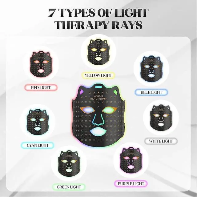 Alt view image 4 of 5 - Ecocleanpath 7-Color LED Face Mask for Red Light Therapy at Home, Portable & Skin-Friendly