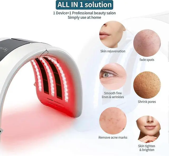 Alt view image 2 of 5 - Ecocleanpath Professional 7-Color LED Face Mask for Anti-Aging & Skin Rejuvenation | Red Light Therapy, Home & Spa Use (White)