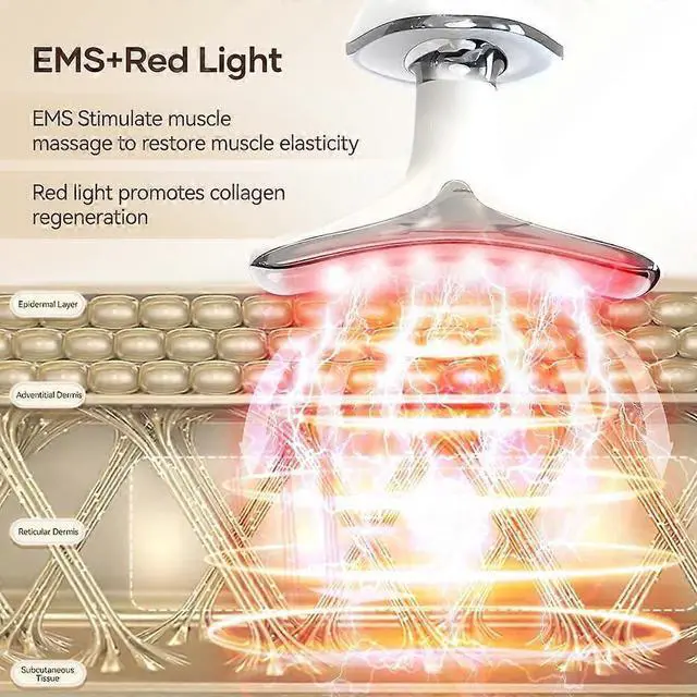 Alt view image 3 of 5 - Ecocleanpath Anlan 7-Color LED Light Therapy Face & Neck Massager - EMS Microcurrent, Anti-Aging, Black