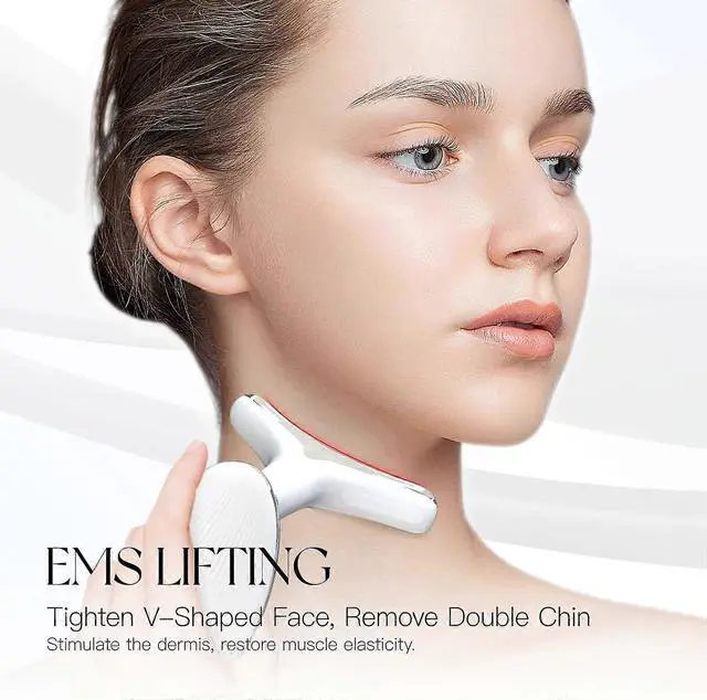 Alt view image 4 of 5 - Ecocleanpath Anlan 7-Color LED Light Therapy Face & Neck Massager - EMS Microcurrent, Anti-Aging, Black