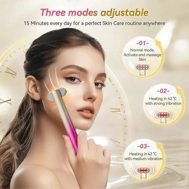 Alt view image 2 of 5 - Ecocleanpath Pink 7-in-1 LED Light Therapy Wand for Face & Eye Skincare - At-Home Anti-Aging Device