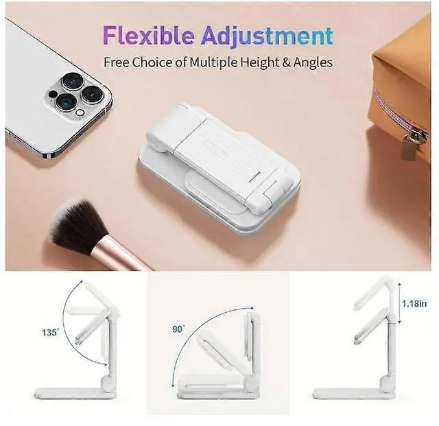 Alt view image 2 of 5 - Ecocleanpath Foldable Magnetic iPhone Stand, Height & Angle Adjustable Hands-Free Holder for Desk, Compatible iPhone 15-12 Series (White)