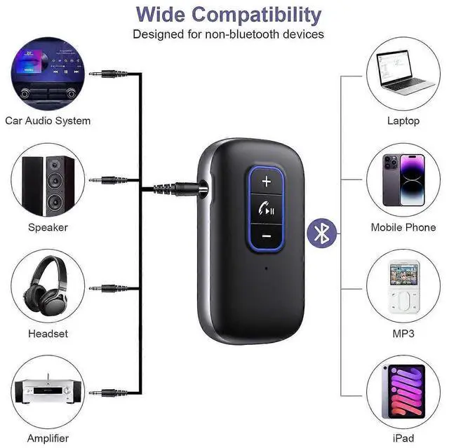 Alt view image 4 of 5 - Ecocleanpath AUX Bluetooth 5.0 Car Adapter with Noise Canceling, 18H Playtime & Dual Connection