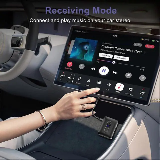 Alt view image 4 of 5 - Ecocleanpath Bluetooth 5.4 Car Adapter, 3-in-1 Wireless Transmitter/Receiver with Hands-Free Calling & TF Card