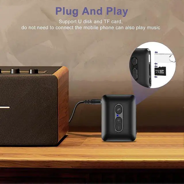 Alt view image 5 of 5 - Ecocleanpath Bluetooth 5.4 Car Adapter, 3-in-1 Wireless Transmitter/Receiver with Hands-Free Calling & TF Card