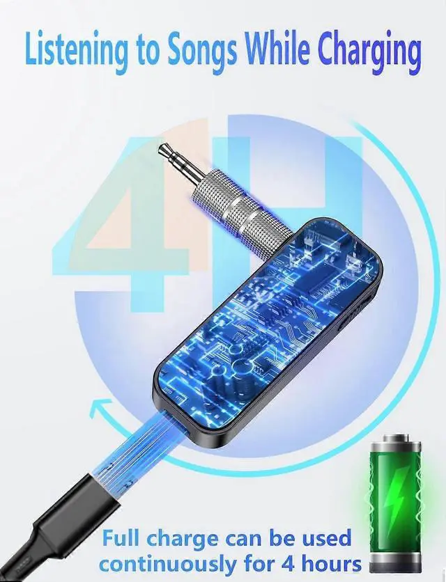 Alt view image 5 of 5 - Ecocleanpath Bluetooth 5.0 Audio Adapter 2-in-1 Transmitter/Receiver with 3.5mm Aux for Car, TV, Speakers (Black)