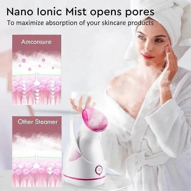 Alt view image 3 of 5 - Ecocleanpath White Nano Ion Facial Steamer - Warm Mist for Deep Hydration, Acne & Blackhead Care