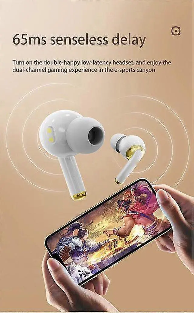 Alt view image 5 of 5 - Ecocleanpath Bluetooth 5.3 Wireless Headset, 36H Battery, Game/Music Mode, Ergonomic White Earbuds