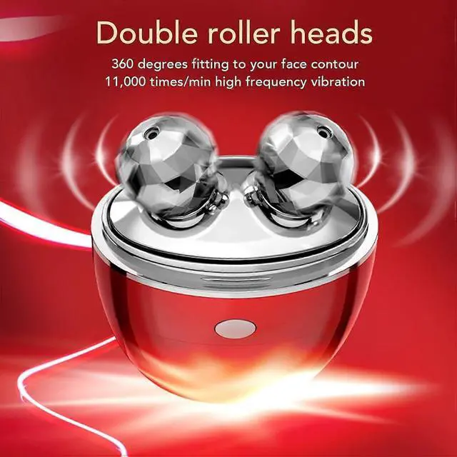 Alt view image 4 of 5 - Ecocleanpath Y-Shape 3D Roller Facial Massager: Micro-Current Lifting, Wrinkle Reduction & Contouring (Red)