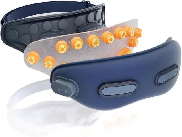 Alt view image 2 of 5 - Ecocleanpath Heated Eye Massager with Vibration & Heat - Migraine & Dry Eye Relief, Adjustable Strap, Blue