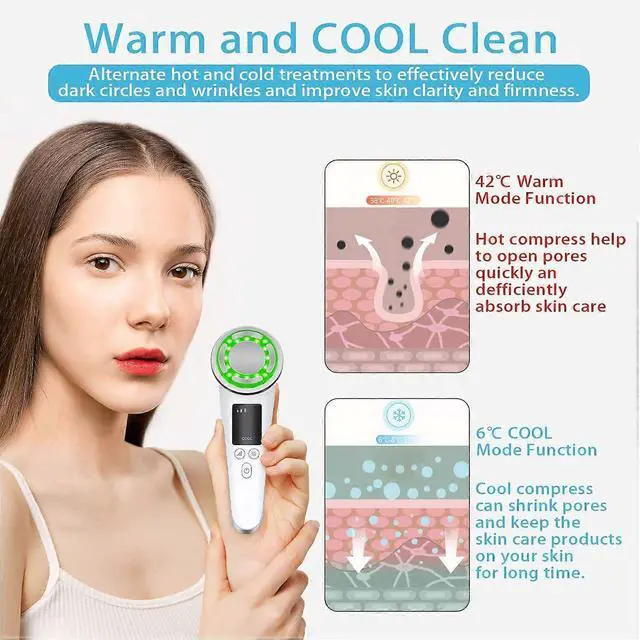 Alt view image 4 of 5 - Ecocleanpath 3-in-1 Facial Massager with LED RF Light Therapy, Ultrasonic Vibration & EMS for Wrinkle Removal & Skin Tightening