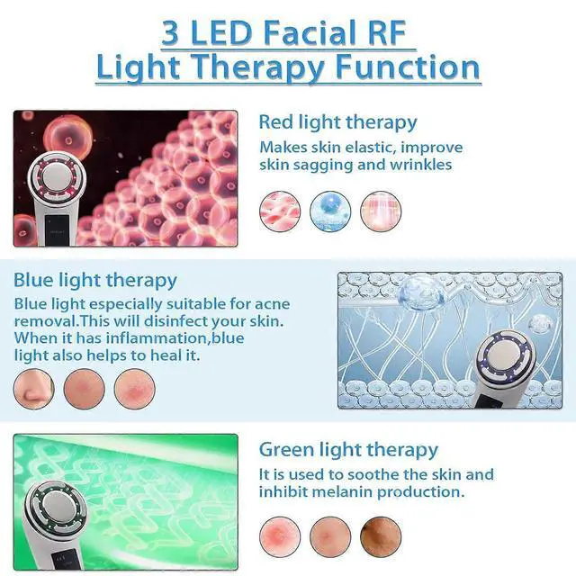 Alt view image 3 of 5 - Ecocleanpath 3-in-1 Facial Massager with LED RF Light Therapy, Ultrasonic Vibration & EMS for Wrinkle Removal & Skin Tightening