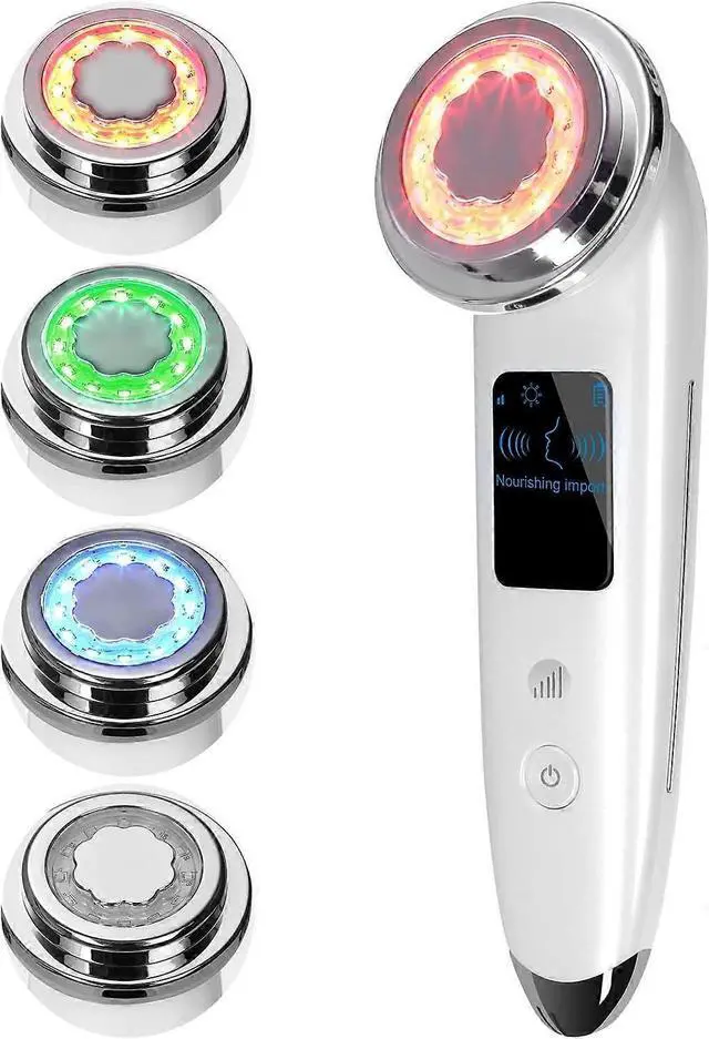 Main image of Ecocleanpath 4-in-1 Electric Face Massager with LED Light Therapy - Anti-Aging Skin Tightening & Firming Tool, White