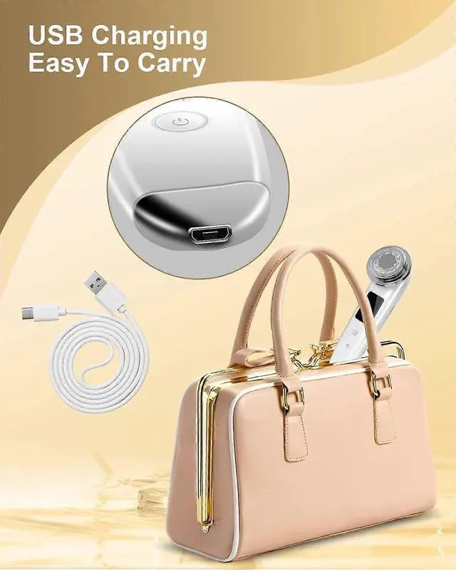 Alt view image 3 of 5 - Ecocleanpath 4-in-1 Electric Face Massager with LED Light Therapy - Anti-Aging Skin Tightening & Firming Tool, White