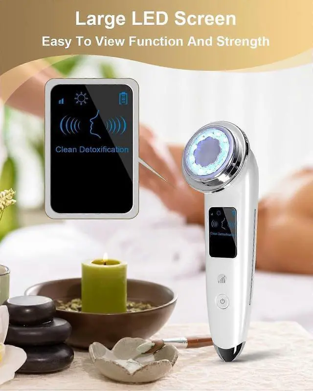 Alt view image 4 of 5 - Ecocleanpath 4-in-1 Electric Face Massager with LED Light Therapy - Anti-Aging Skin Tightening & Firming Tool, White