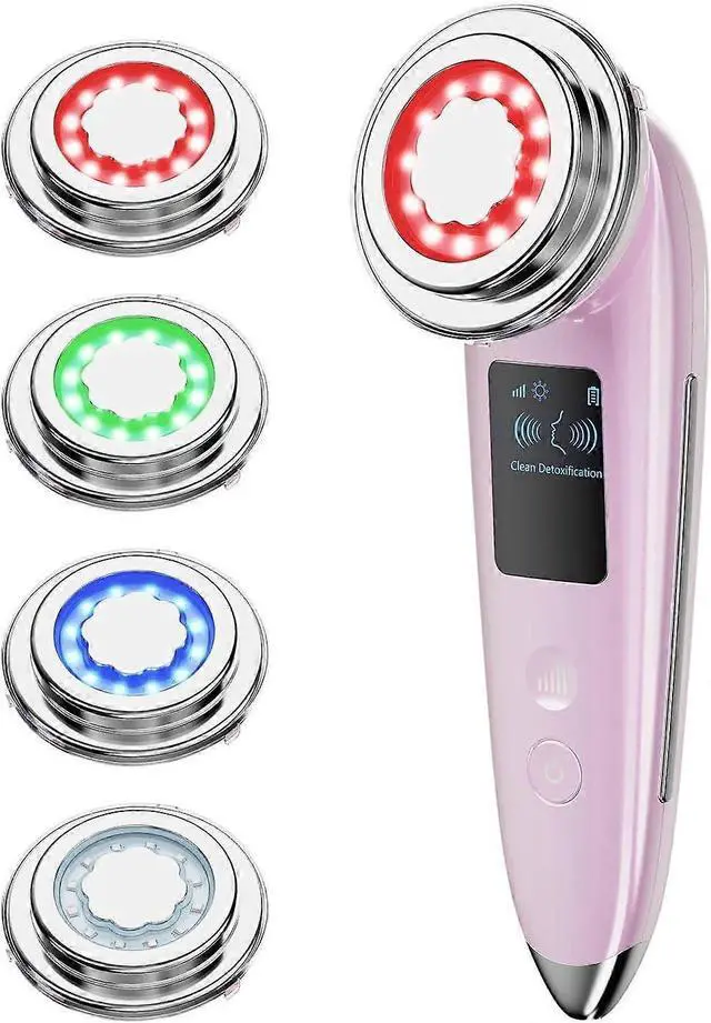 Main image of Ecocleanpath 4-in-1 Electric Face Massager with LED Lights - Anti-Aging Skin Tightening & Firming Tool, Pink