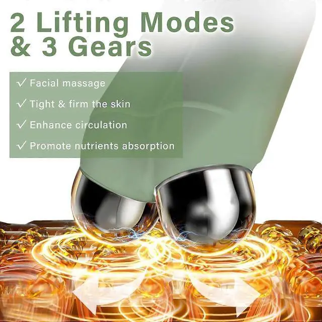 Alt view image 5 of 5 - Ecocleanpath Green Microcurrent Facial Device: 2 Modes & 3 Gears for Skin Tightening & V-Shape Lift | USB Massager