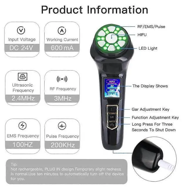 Alt view image 5 of 5 - Ecocleanpath 4-in-1 HIFU Face Massager: Ultrasonic RF EMS Anti-Aging Wrinkle Removal & Skin Tightening